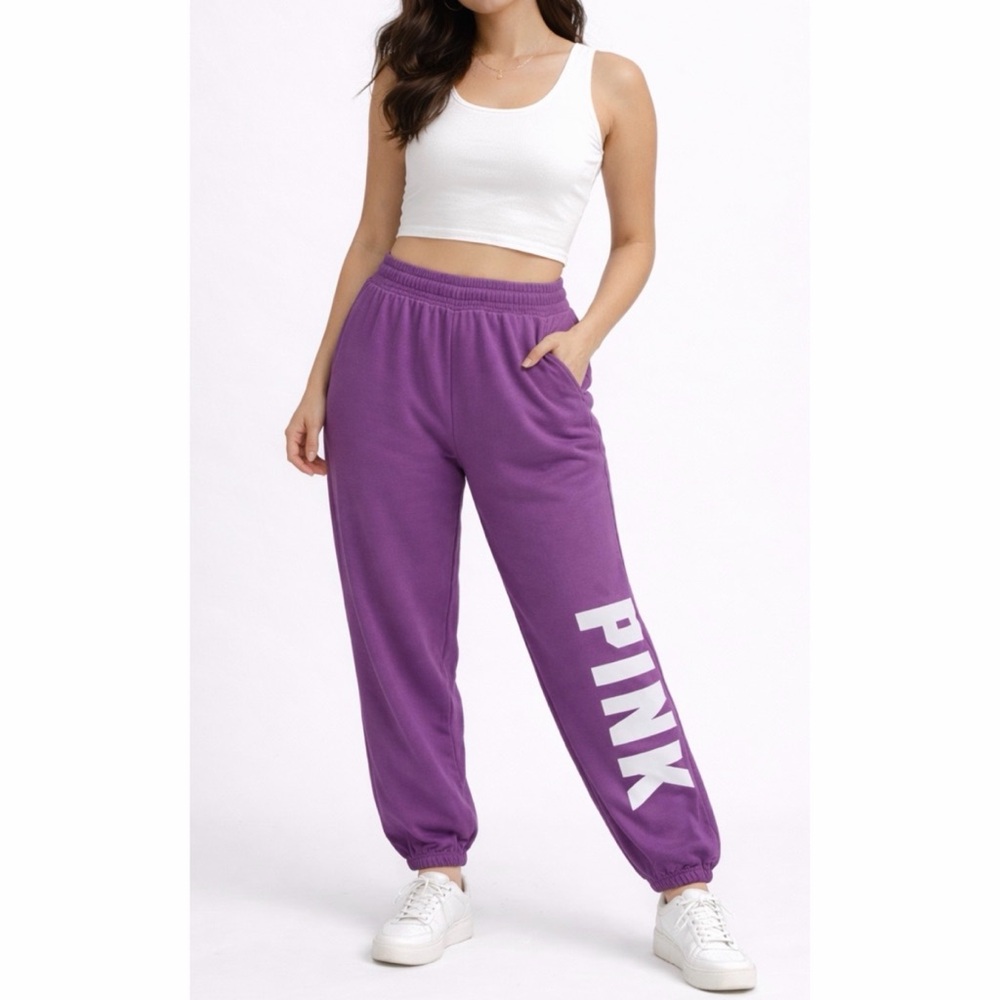 PINK • Victoria's Secret Purple Logo High-Waisted Sweatpants, M - Picture 11 of 11